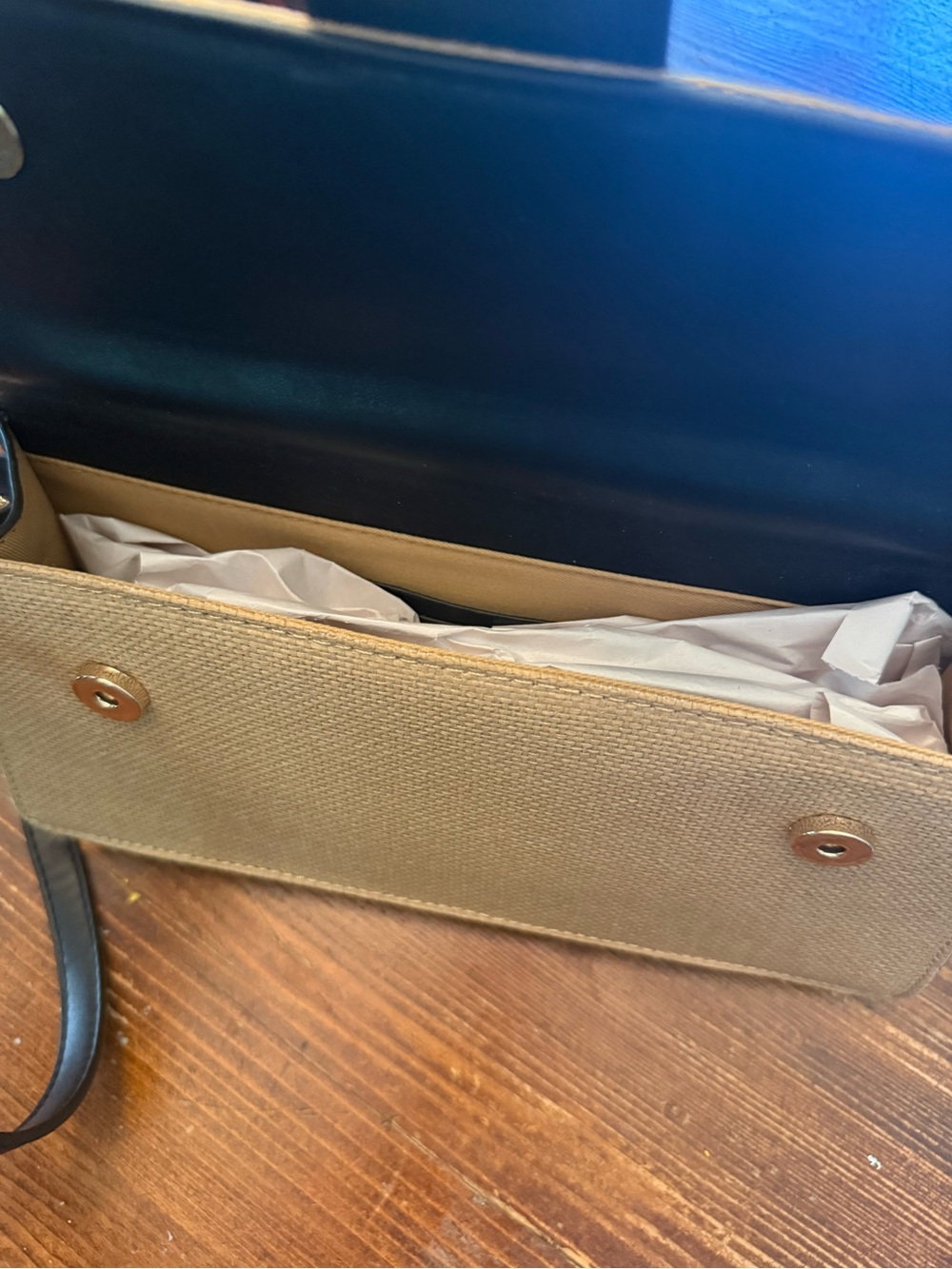 Moda Luxe Tan Clutch with Black Strap Accent - Picture 7 of 10